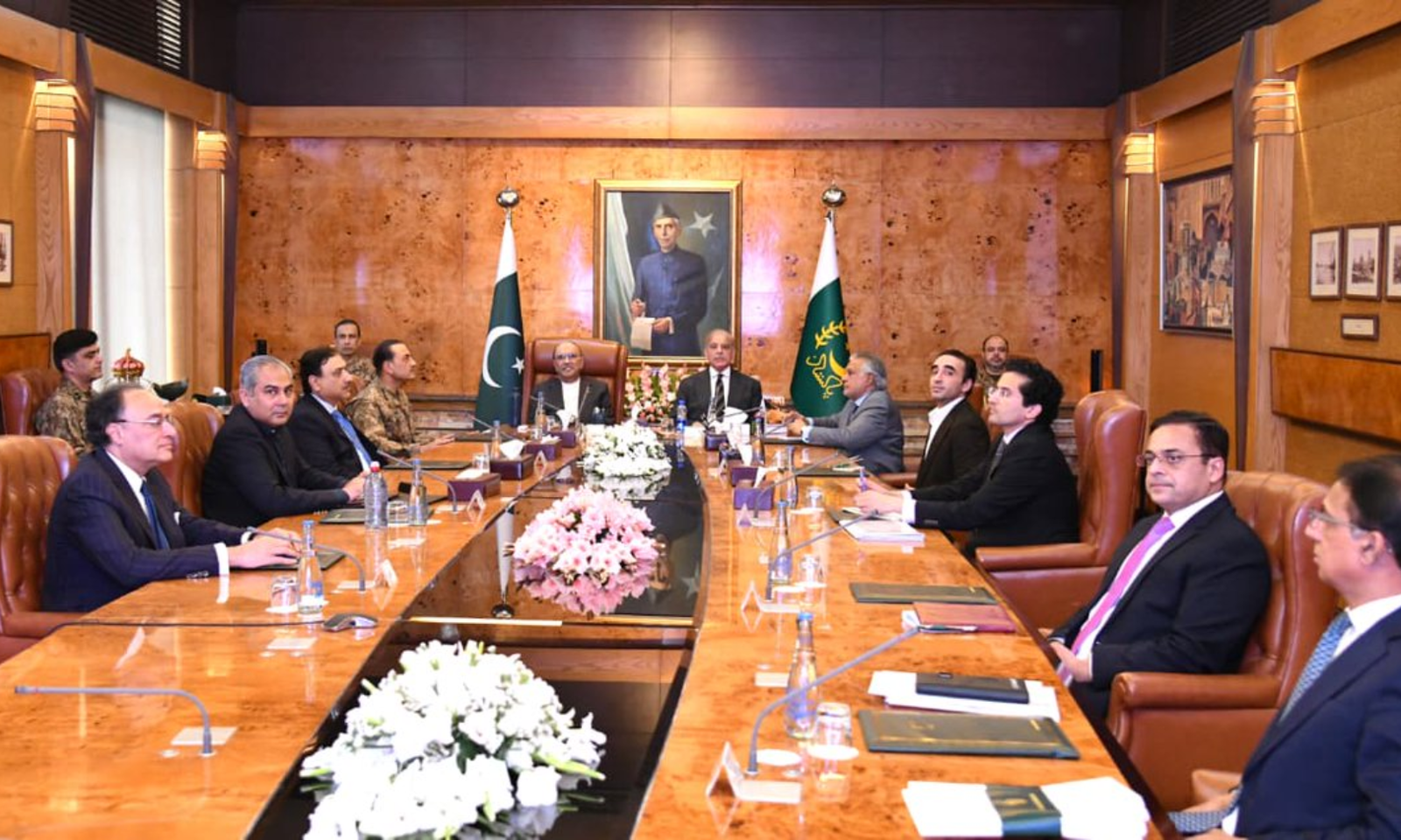Officials seated at coalition talks meeting