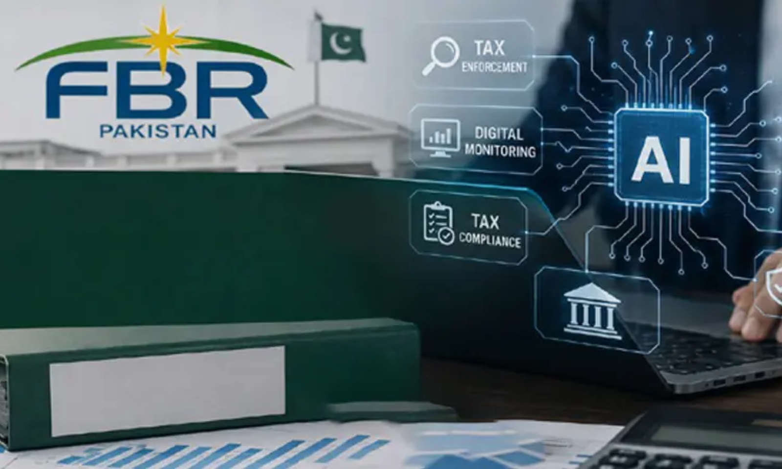 Government building facade, FBR enforcement law