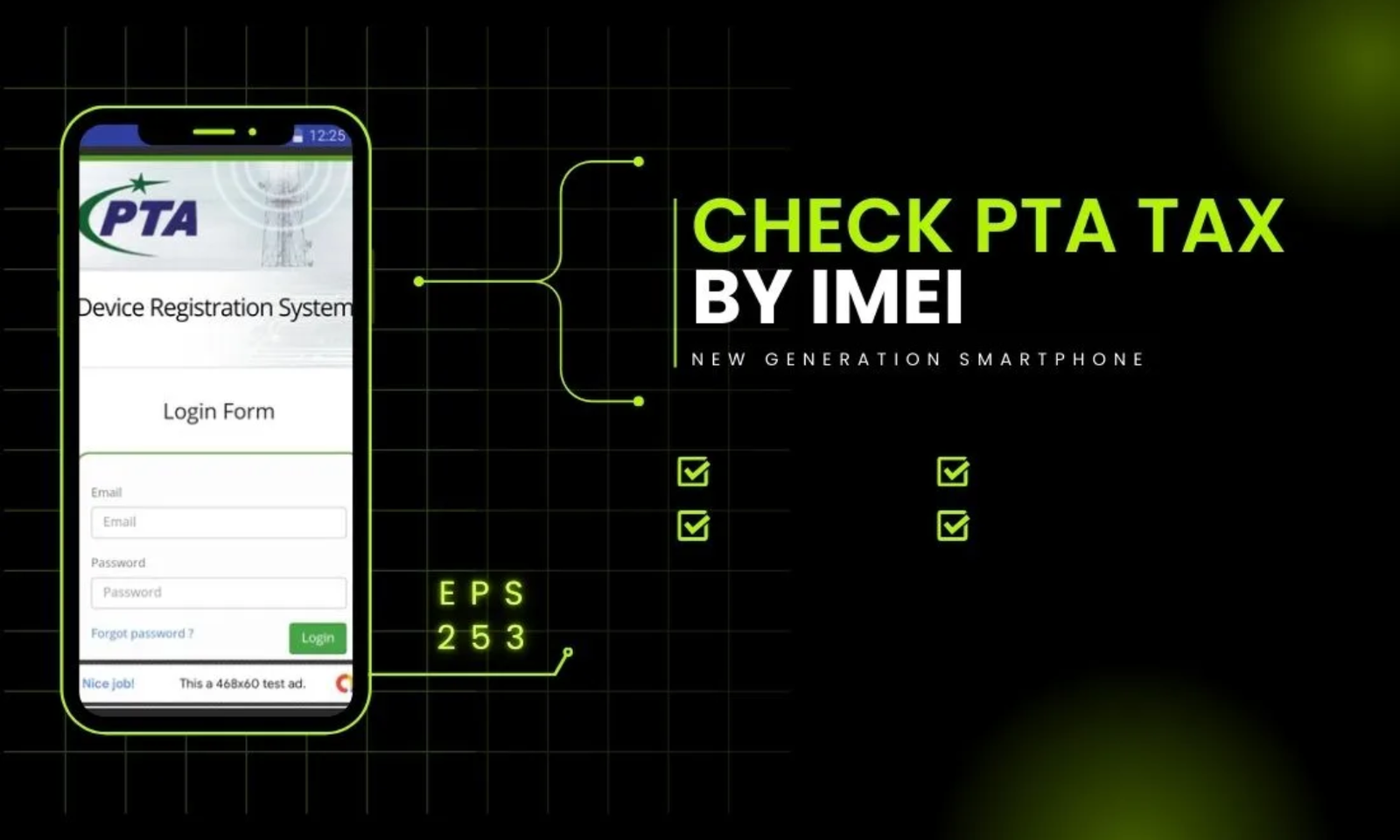 Mobile phone screen showing tax check app