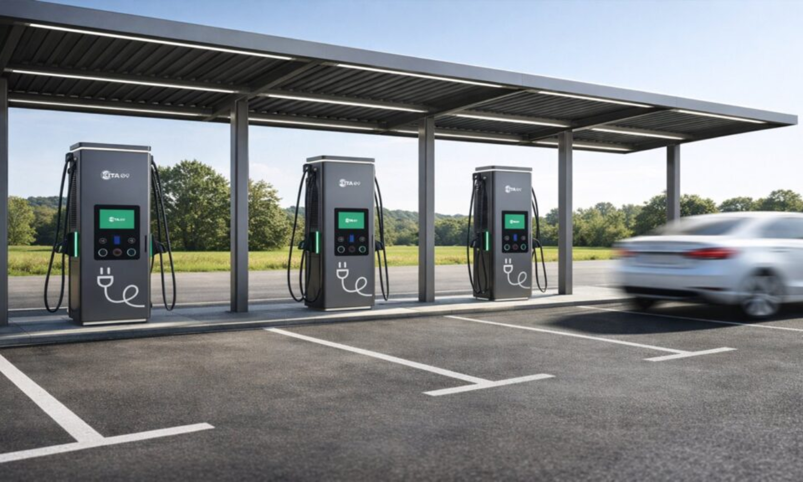Electric vehicles at charging station