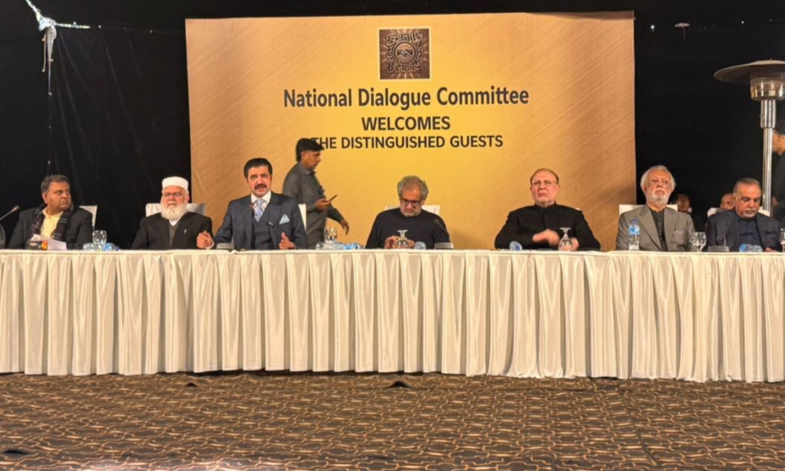 Politicians at press conference, budget proposal